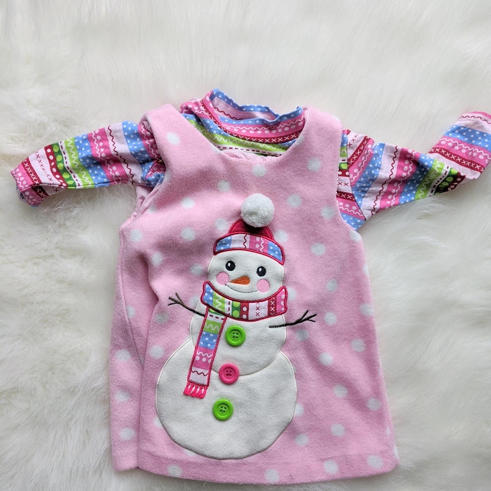 Snowman dress Bonnie baby 2pc 12 months